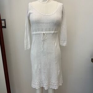 🖤 Stewart+Brown Organic Linen Knit Dress – White, Small 🖤